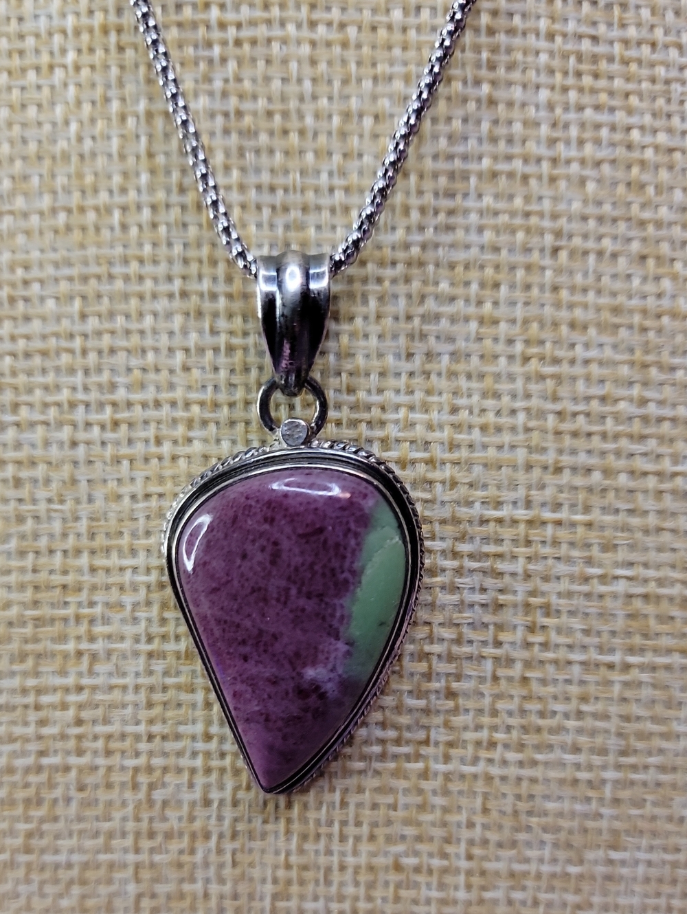 Sterling Silver Ruby Zoisite Teardrop Necklace